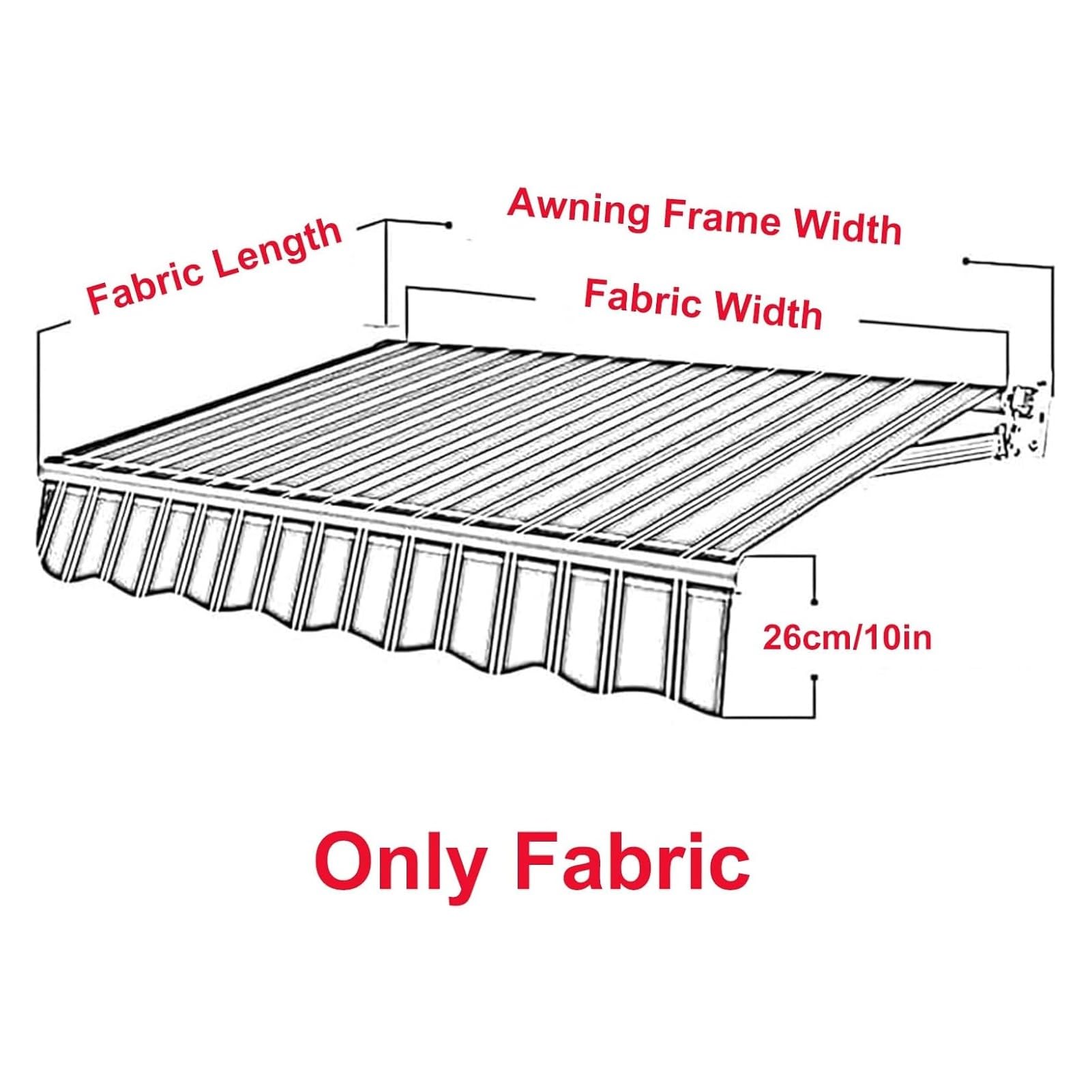 Toile de Remplacement pour Store banne rétractable Manuel avec Lambrequin Vagues Douces, Tissu de Store en Polyester Imperméable pour Porte et Fenêtre(280x300cm)