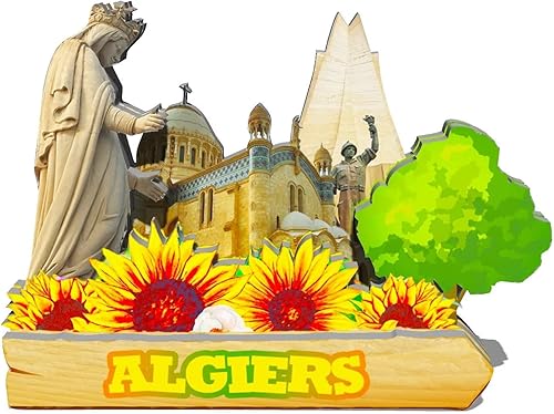 Argelia Imán de Argel para nevera de madera 3D Monumentos de viaje coleccionables recuerdos decoración hecha a mano -702
