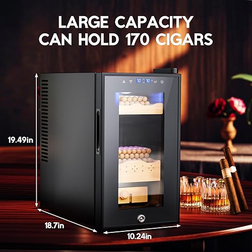 Miniatura 7 de Tylza Humidor eléctrico para cigarros, 25L 170 unidades humidores eléctricos para cigarros con control de humedad y temperatura, higrómetro digital,