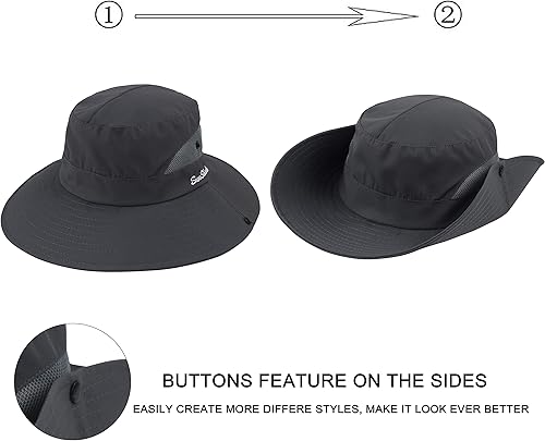 Miniatura 3 de Sombrero de sol para mujer con protección UV, malla plegable, ala ancha, sombrero de pesca para playa