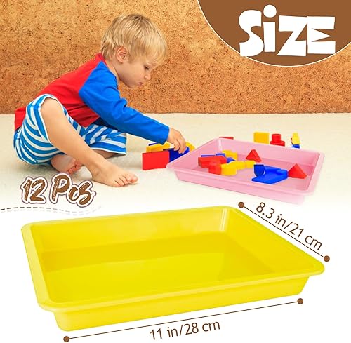 Vista 9 de Paquete de 10 bandejas de plástico para arte, bandeja para manualidades de actividades, bandeja organizadora, bandeja de servir para el hogar, Blanco