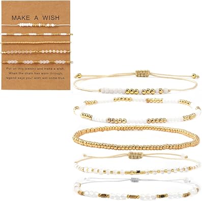 5Pcs Stack Gold Plated Ball Beaded Bracelets Set for Women, Boho Handmade Colorful Glass Pearl Stretch Accessories Jewelry, Summer Beach Daily Wear Holiday Friendship Gift
