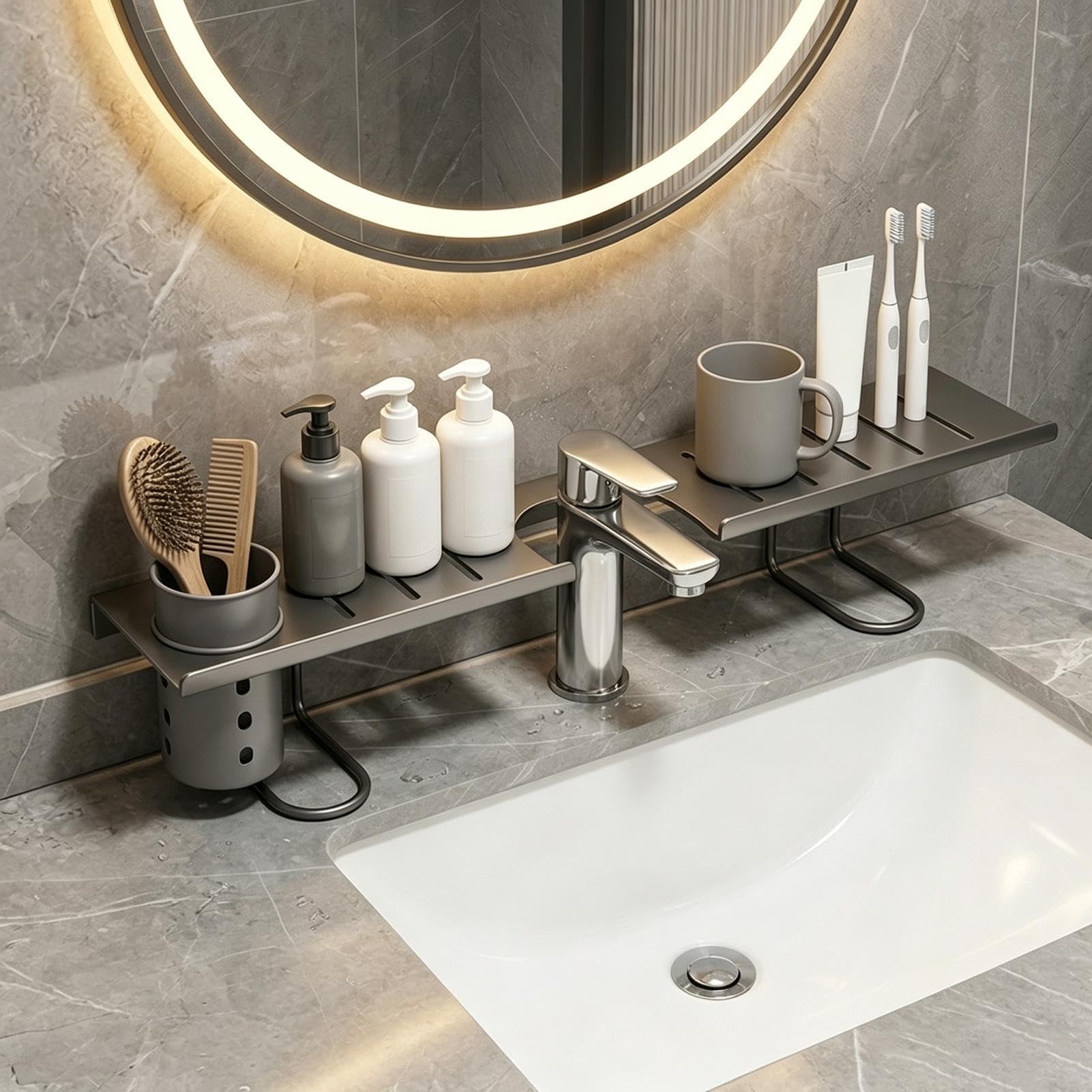 Mensola Sopra Lavello Supporto in Acciaio al Carbonio Senza Trapano | Sopra Mensola Bagno Per Cucina Lavanderia Camper Bagno Finestra Angolo Piano Lavabo