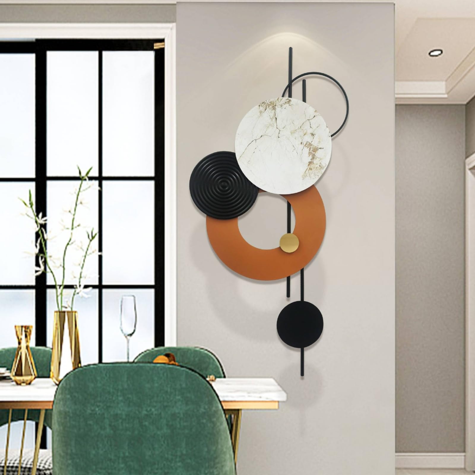 DimyFew Decorazione da Parete con Cerchi Concettuale Decorazione Geometrica con Cerchi Astratto Pannello Decorativo da Parete per Proprietari di Casa