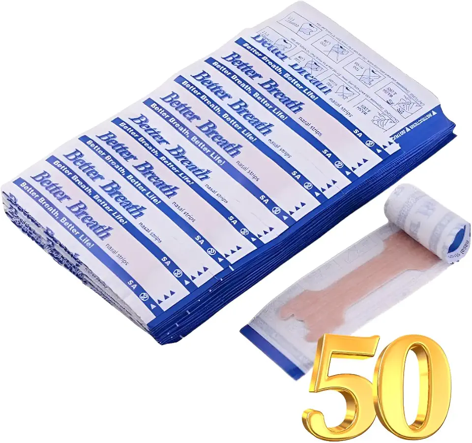 50 Unidades Dilatador Nasal Anti Ronco Tiras Nasais Adesivas Que Melhoram a Respiração Durma Melhor Respire Melhor (Grande 66x19mm)