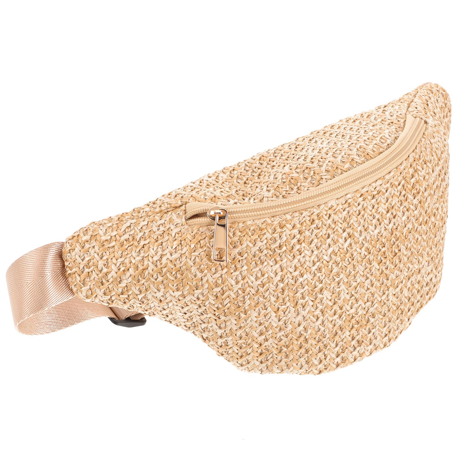 Bolsa de rafia estilo riñonera mini de paja para mujer ajustable 8