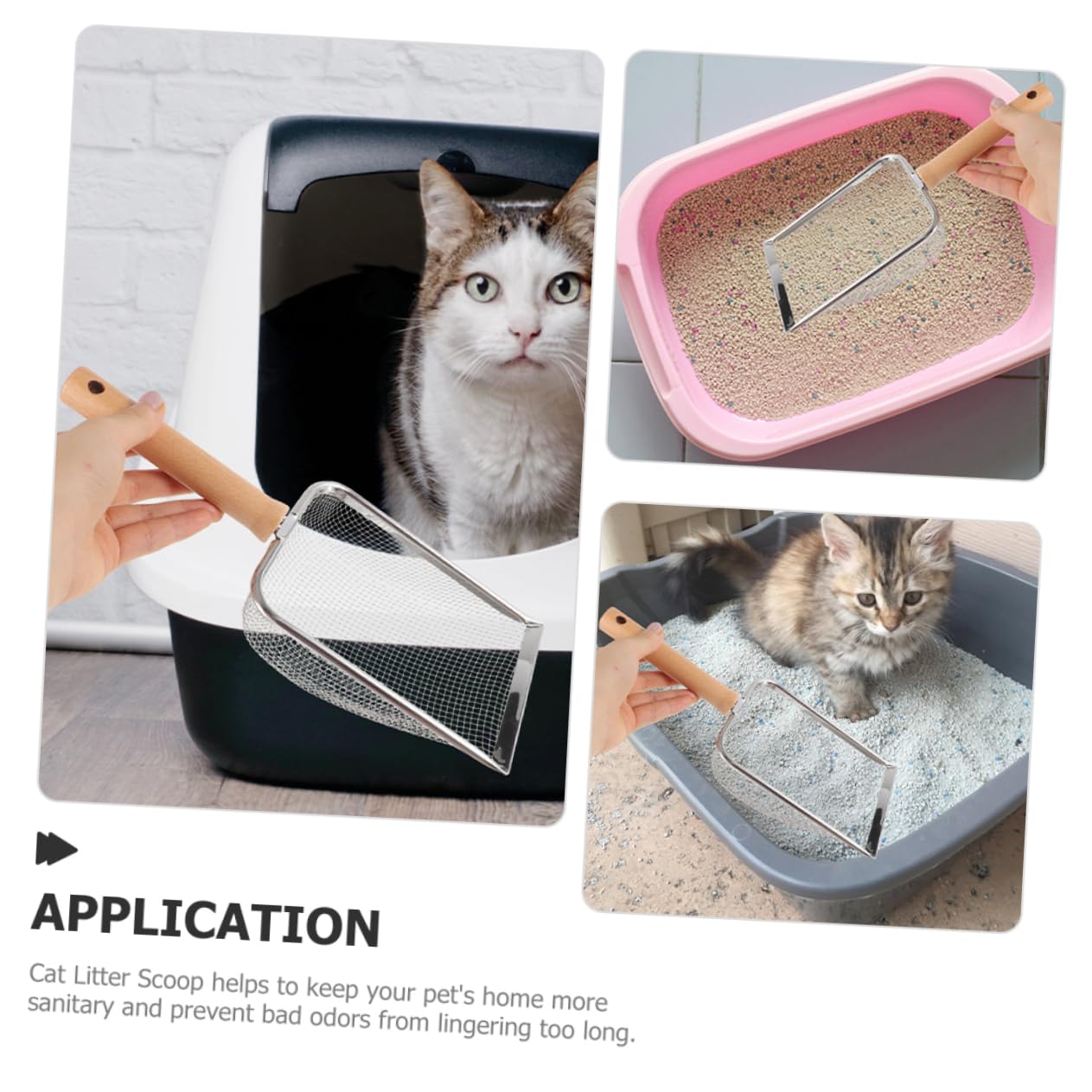 Pala para Arena de Gato, Diseño de Acero Inoxidable for una Limpieza eficiente los excrementos Gato for el Mantenimiento la Caja Arena. Características filtradas