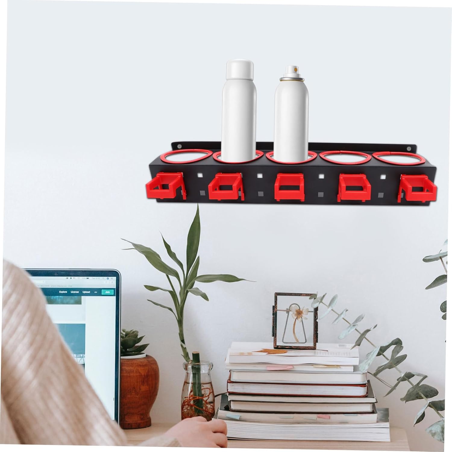 Versatile Spray Bottle Holder Rack with Hooks Wall-Mounted Storage for Detailing Tools and Spray Cans Mechanics and DIY Enthusiasts