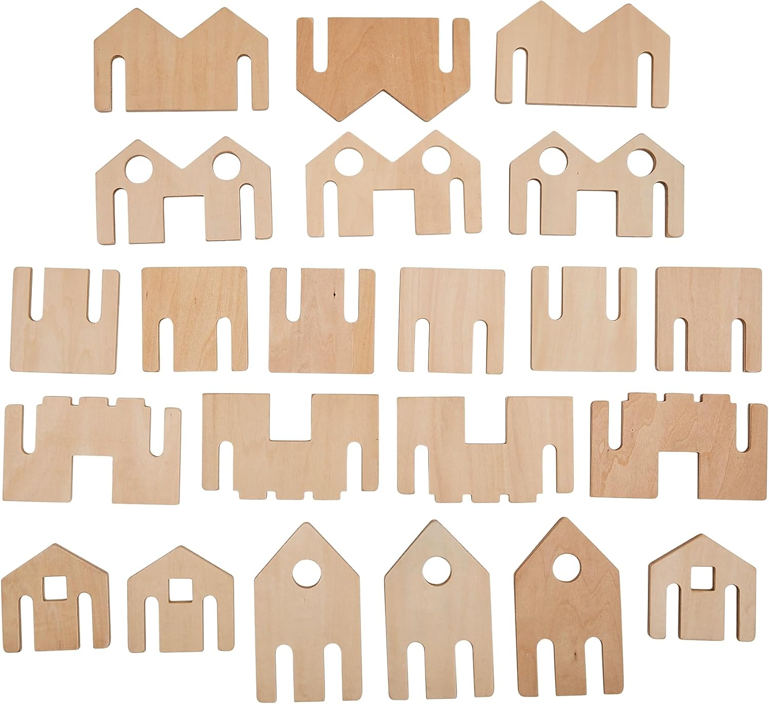 THE FRECKLED FROG Little Happy Architect - Set of 22 - Ages 18m+ - Wooden Blocks for Toddlers - Create Endless Village Layouts - Lightweight