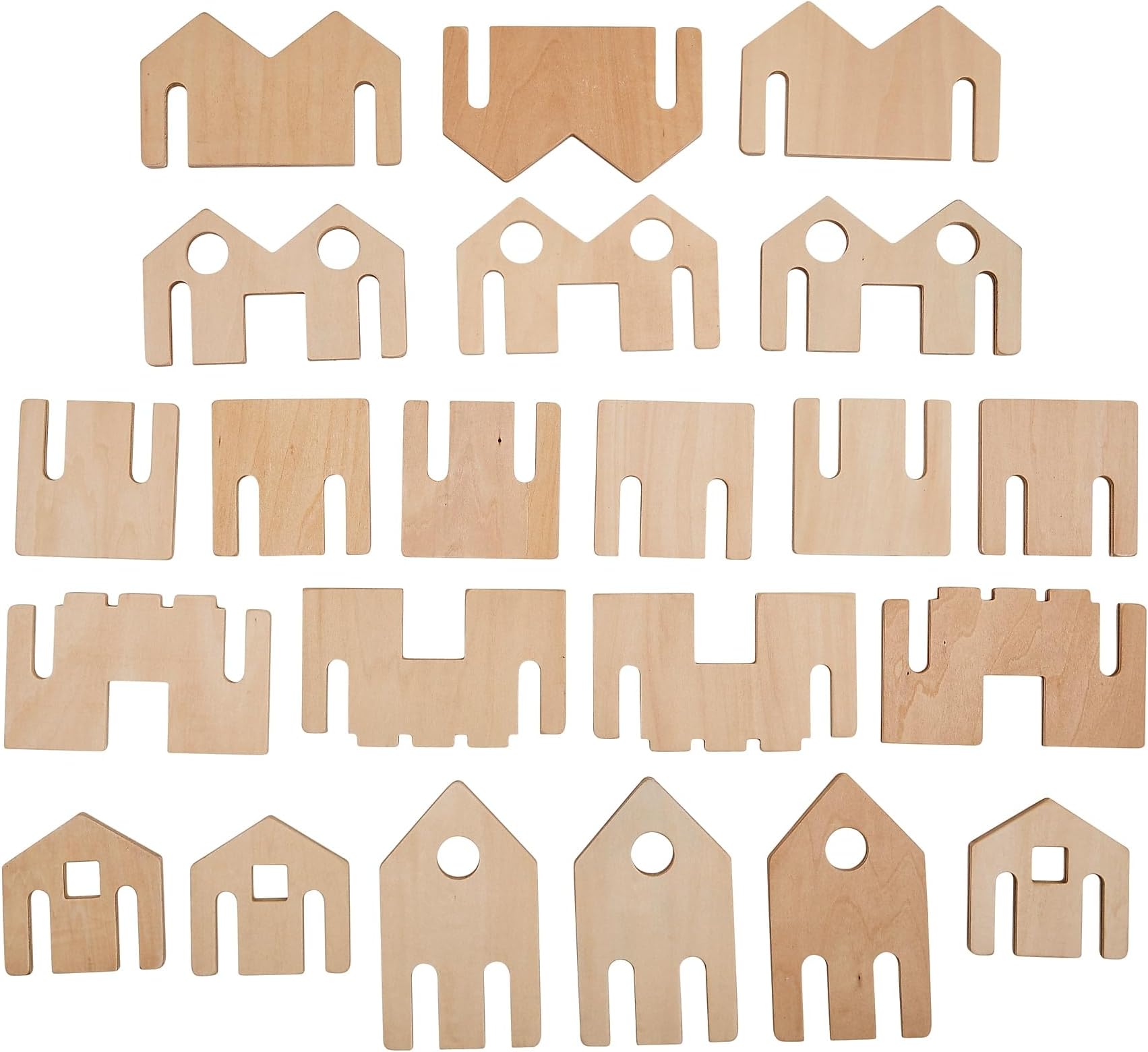 Little Happy Architect - Set of 22 - Ages 18m+ - Wooden Blocks for Toddlers - Create Endless Village Layouts - Lightweight