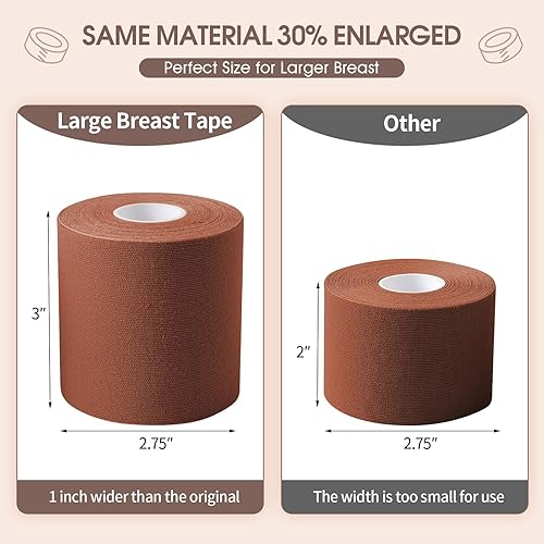 Miniatura 4 de Boob Tape Boobytape 3 Extra Wide Bob Tape for Large Breasts XL Breast Lift Tape w 2pcs Reusable Nipplecover Adhesive Bra