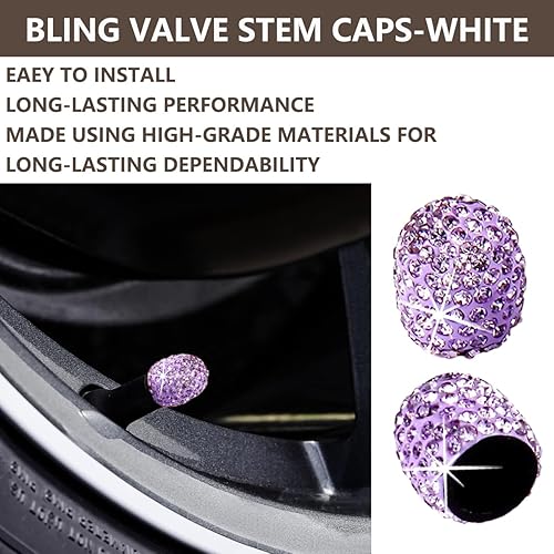 Miniatura 4 de Ziciner 8 tapones hechos a mano para válvula de neumático de automóvil, diamantes de imitación de cristal brillante, accesorios de automóvil a