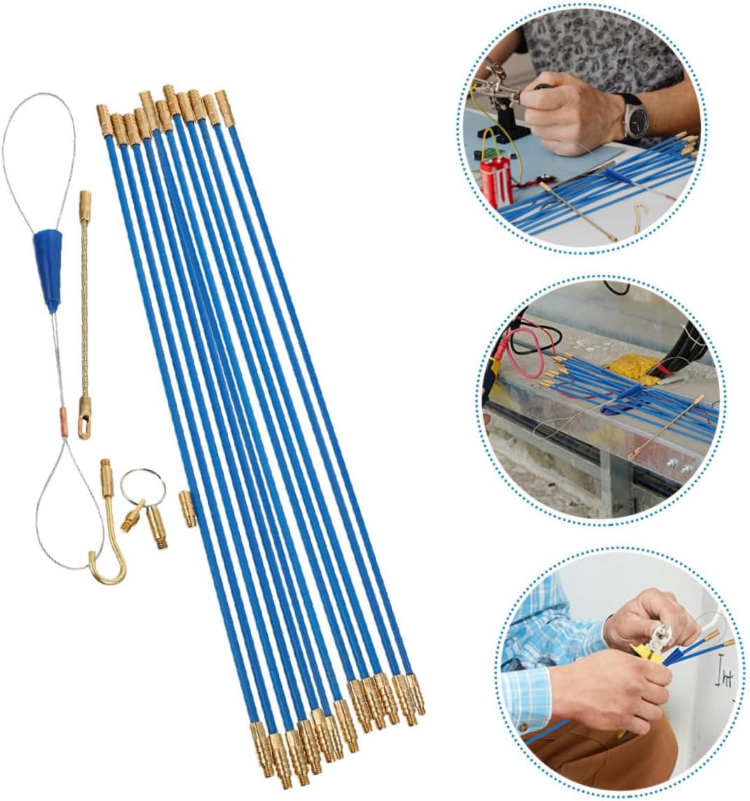 ORFOFE Fiberglass Fish Tape Cable Rods Electrical Wire Pulling Grip for Wall Floor Conduit Wire Fishing Tools Fish Sticks Electrical Cable Puller Kit