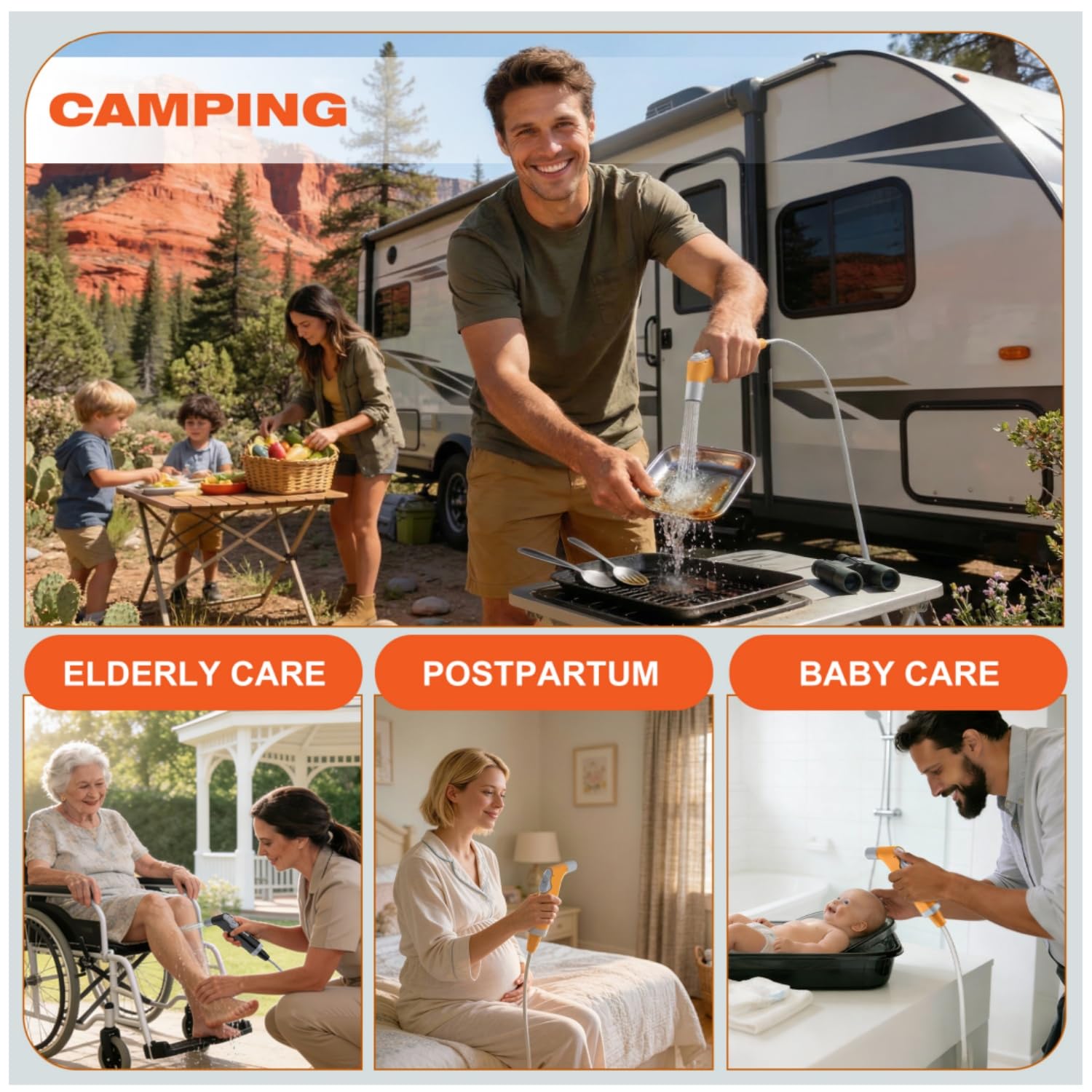 Bidet tragbar, po dusche elektrisch, wiederaufladbare Reise Bidet für Toilette, Camping, Wandern, ältere Pflege, Mutterhygiene (Black)