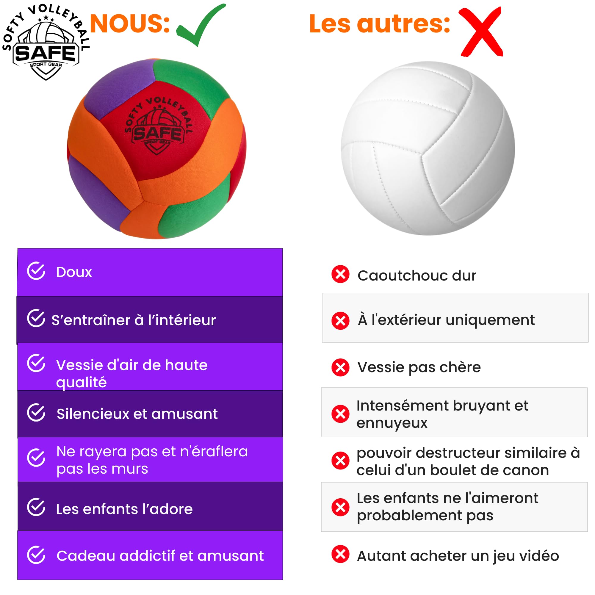 Volleyball Super Doux pour Enfants - Ballon avec Rebond et Toucher Réalistes - Parfait pour Maison, Jardin ou Gymnase