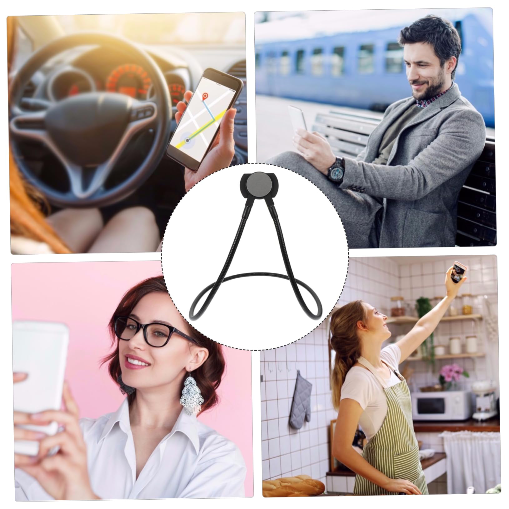 Veemoon Supporto Telefono Magnetico Collo Rotante Gradi Metallo Antiscivolo per Cellulare Supporto Auto Tavolo Vita Guida Visualizzazione Comoda