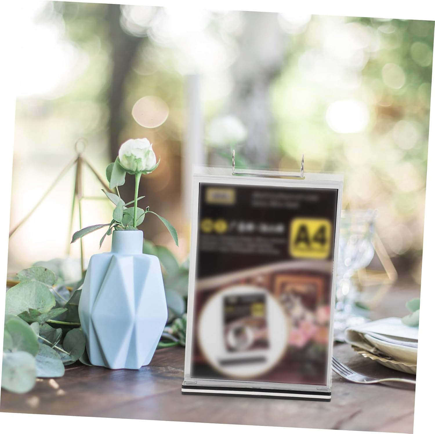 ULTECHNOVO Versatile Menu Stand Holder Acrylic Tabletop Display for Restaurants Cafes and Bars Elegant Double-Sided Organizer for Menus and Signs