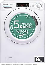 Candy Smart Lavatrice 8kg, carica frontale, Classe B, 1200 giri, 16 Programmi, Cicli Rapidi, Partenza Ritardata, Connessa NFC, Trattamento a Vapore, 85 x 60 x 53 cm, Bianco – CSS128TW4-11