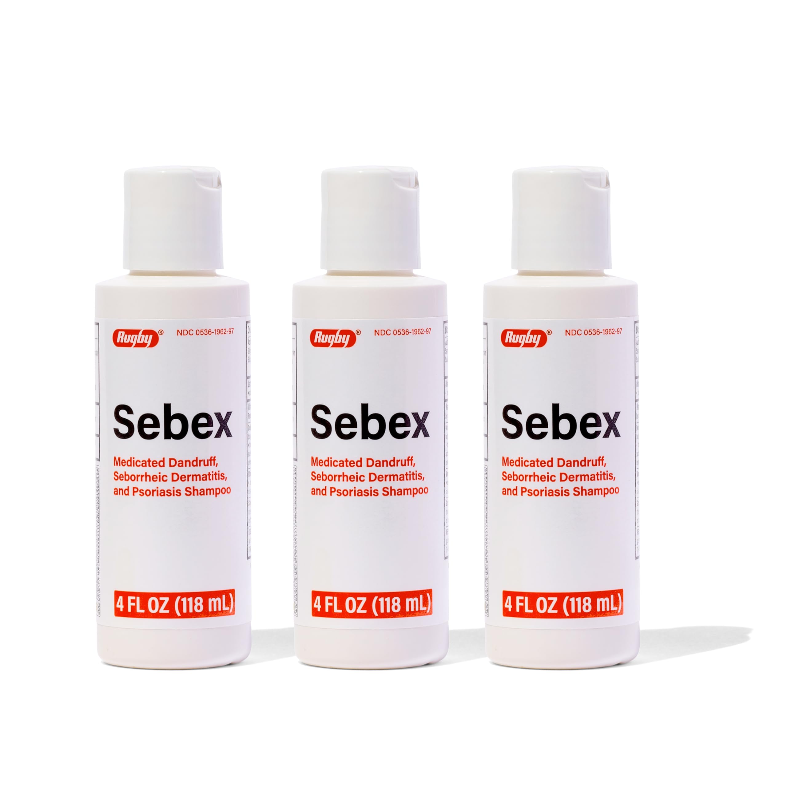 Rugby Sebex Medicated Dandruff Shampoo for Women and Men - 2% Sulfur and 2% Salicylic Acid Anti-Dandruff Shampoo - Helps With Symptoms of Seborrheic Dermatitis and Psoriasis - 4 Oz. (3 Pack)