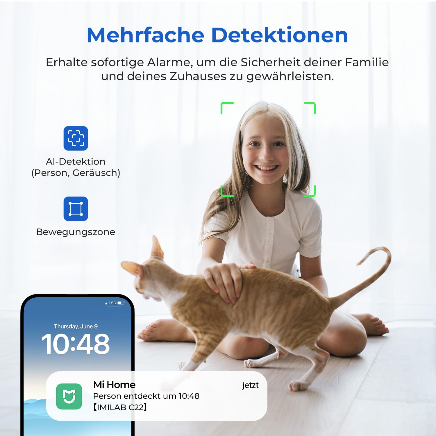 IMILAB C22 Cámara de Interior - 3K UHD WiFi 6 Cámara con 360° PTZ, fotocamera per neonati/animali domestici, visione notturna a colori, audio a 2 vie, rilevamento AI, archiviazione locale e cloud