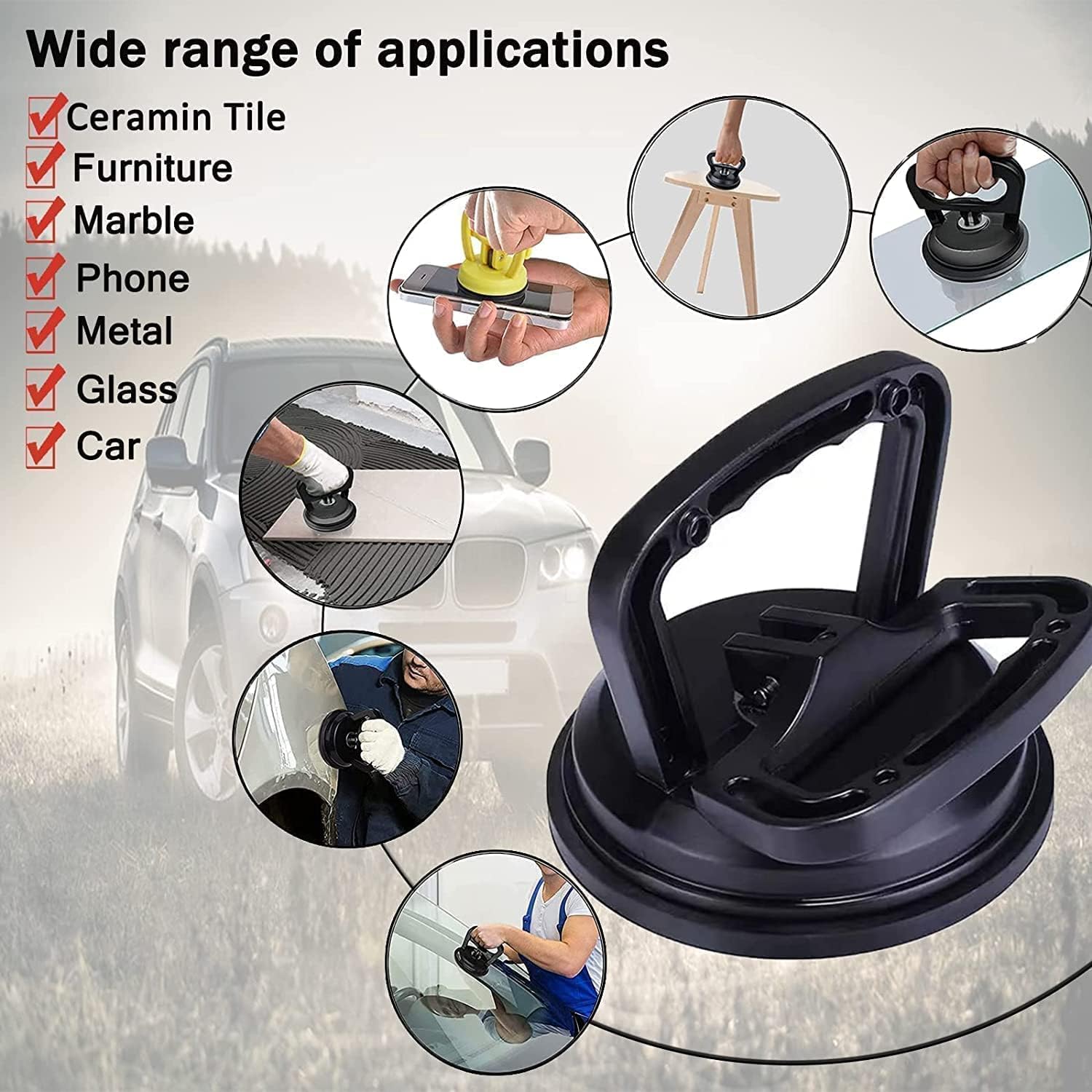 Dent Puller,Dent Removal Kit,3 Pack Car Dent Puller Kit Handle Lifter,Powerful Car Dent Remover,Suction Cup Dent Puller and Paintless Dent Repair Kit for Car Body Dent,Glass,Tiles and Mirror