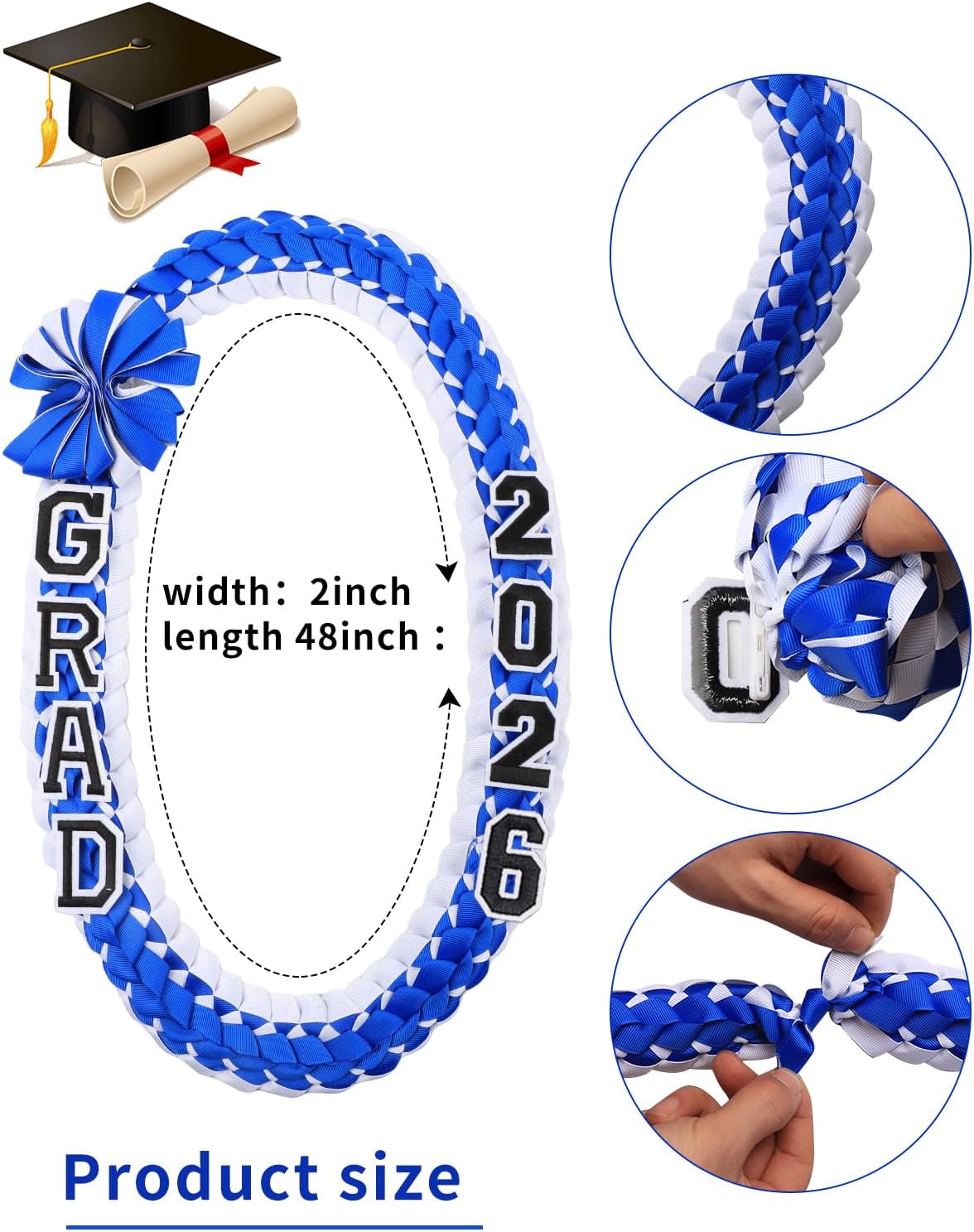 TFTAFAN Graduation Leis Grad 2026 money lei Graduation Leis Graduation Necklace Braided Necklaces For High School College Graduation DIY Decors Party Supplies