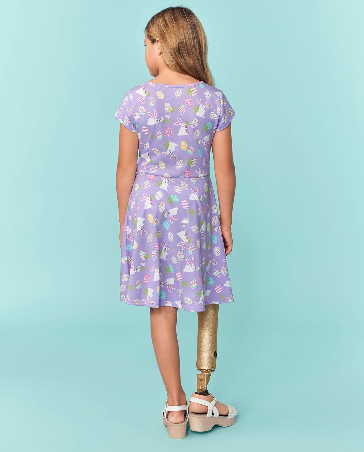 The Children's Place Girls' Plaid Stretch Jacquard Short Sleeve Dress - Image 2