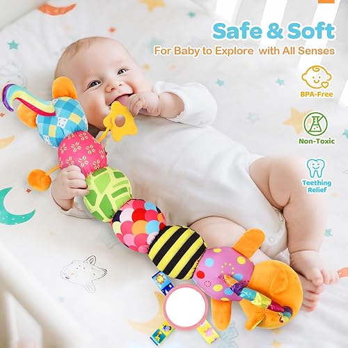 Miniatura 5 de Juguetes para bebés de 0 a 6 a 12 meses, juguete sensorial de peluche musical para bebés de 0 a 3, 3 a 6 meses, juguetes para el tiempo boca abajo