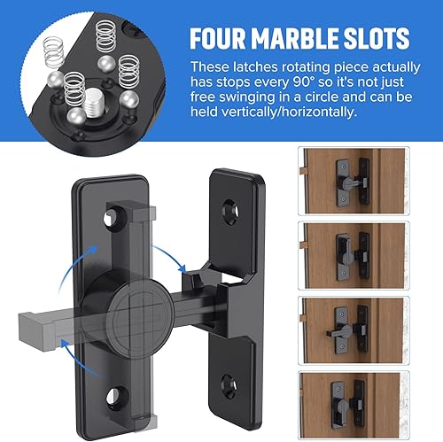 Miniatura 3 de Cerradura de puerta de granero abatible de 90 grados, pestillos de puerta resistentes, cerradura de seguridad para puerta, cerradura de puerta