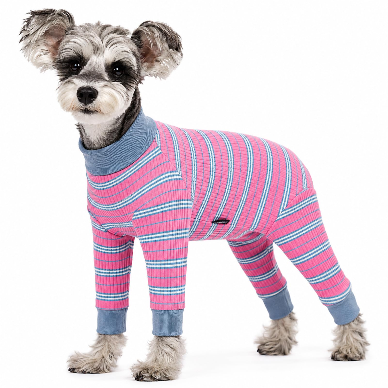 Dog Striped Recovery Suit, Puppy After Surgery Onesie for Female Male Dogs, Dogs Cats Long Sleeve Pajamas Bodysuit, Surgery Abdominal Wound Bandages Clothes, Dog Pant for Shedding Skin Disease