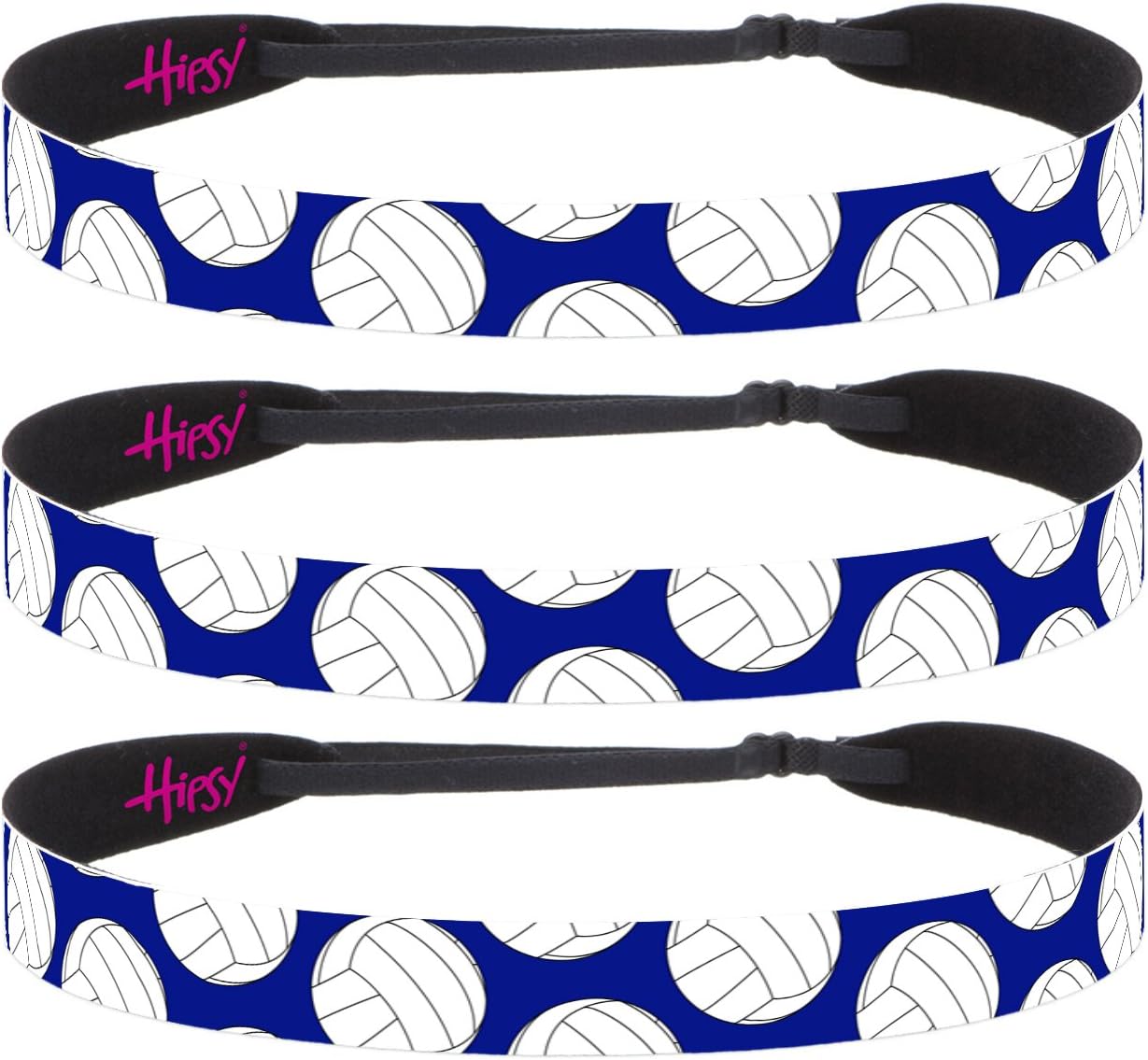 Hipsy Adjustable NO Slip Royal Blue Volleyball Headbands for Women & Girls