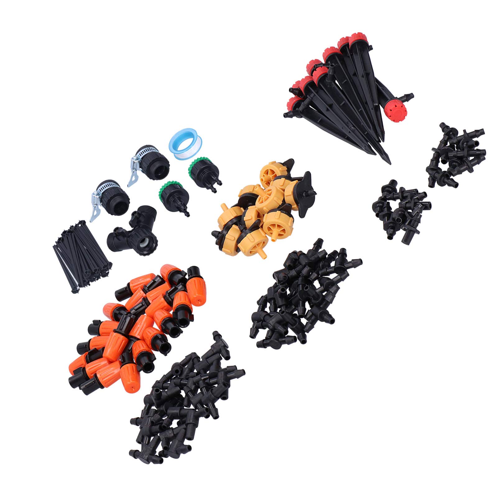Kit di irrigazione a goccia 40M 4/7, kit per l’irrigazione del giardino con gocciolatori regolabili e valvola a doppio scarico, di irrigazione automatica per prato, serra e