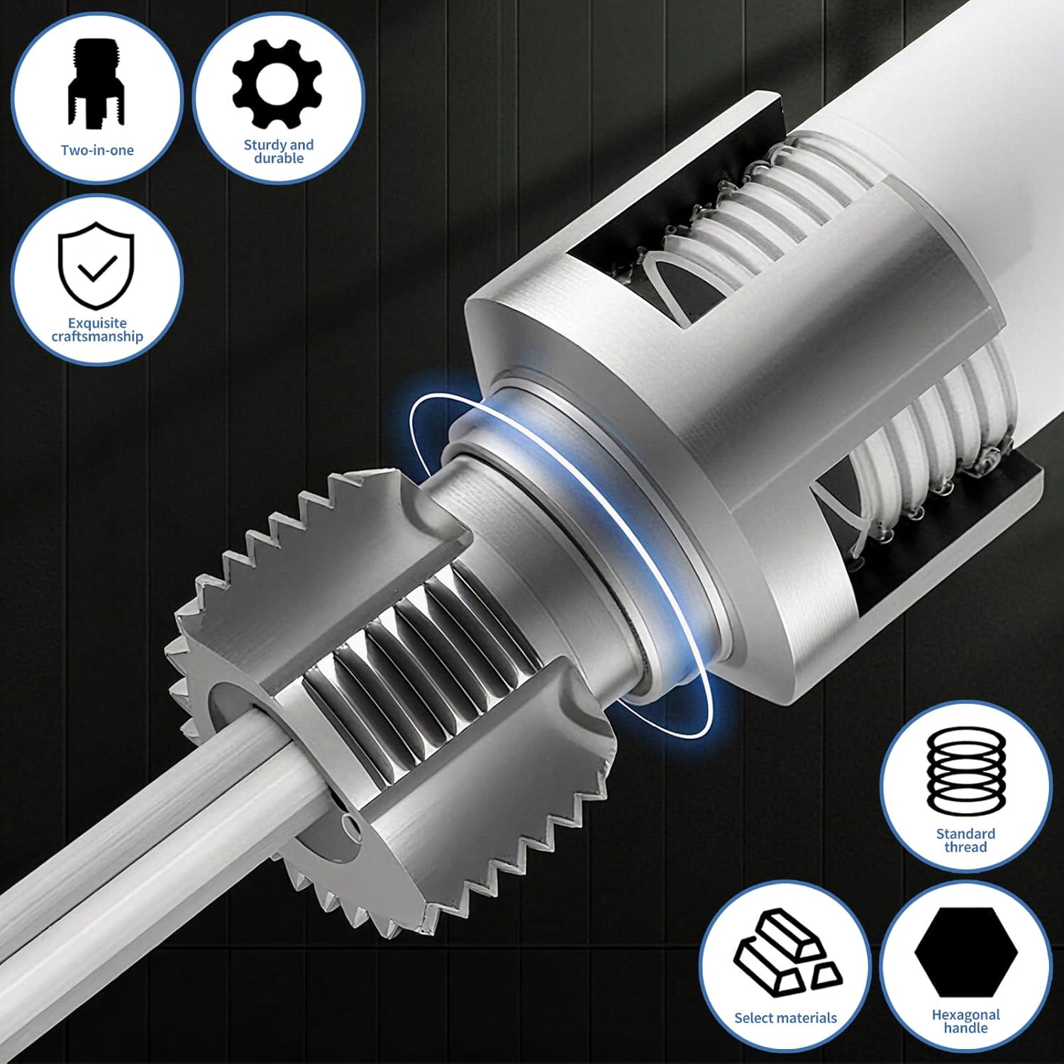 SOPAMI Internal & External Pipe Threader, 2-in-1 Tool Set with 1/2" 3/4" Dies for Electric Drill, PVC Pipe Thread Cutter for Home Plumbing Repair and DIY Projects