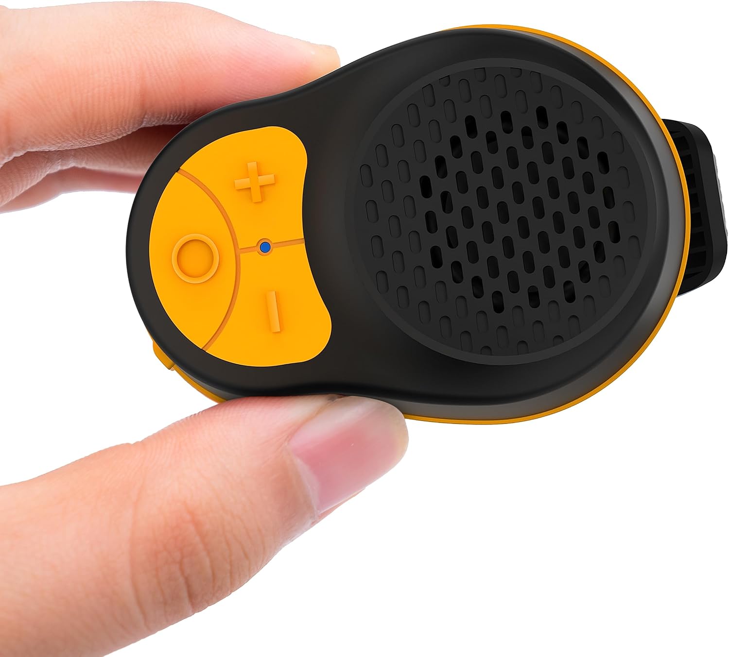 Wearable Bluetooth Speaker Clip On, Mini Portable Wireless Speaker with Mic, IPX5 Waterproof, All Day Playtime, Lightweight Small Speaker for Workout Running Sports Travel (Black+Yellow)