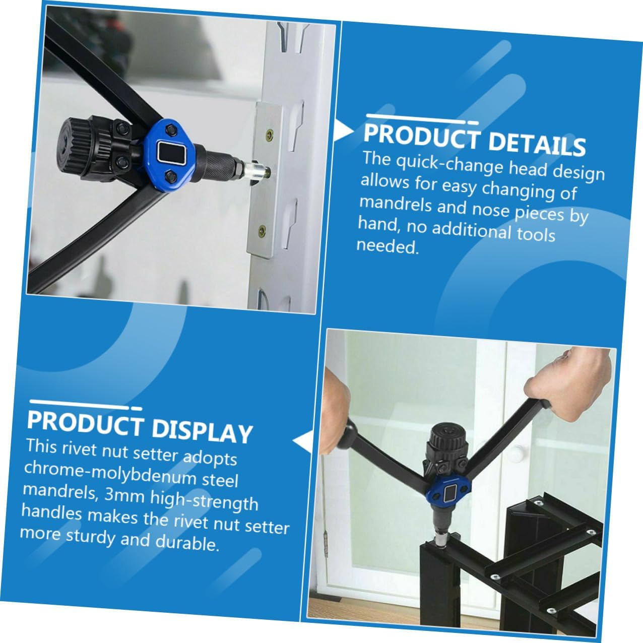 140pcs Manual Hand Rivet Nut Tool Kit with M3-m10 Threaded Rivet Nuts, Heavy Duty Riveter Setter for Automotive and Industrial Use, Portable Plastic Case