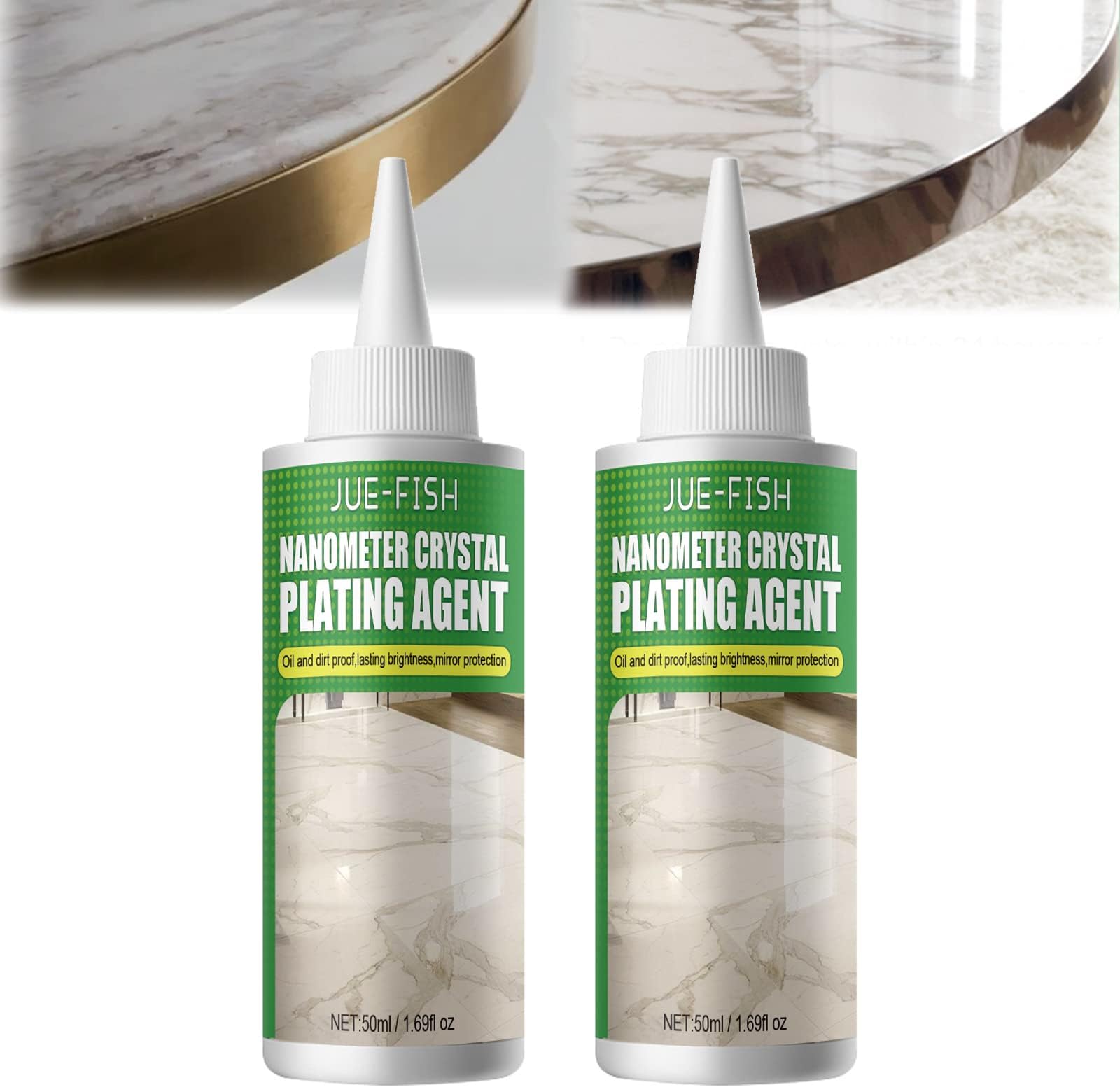 Marble Nano Crystal-Plating Agent, Stone Crystal Plating Agent, Nano Crystal Plating Agent for Kitchen, Marble&Granite&Quartz Countertop Cleaner and Polish (2PC)