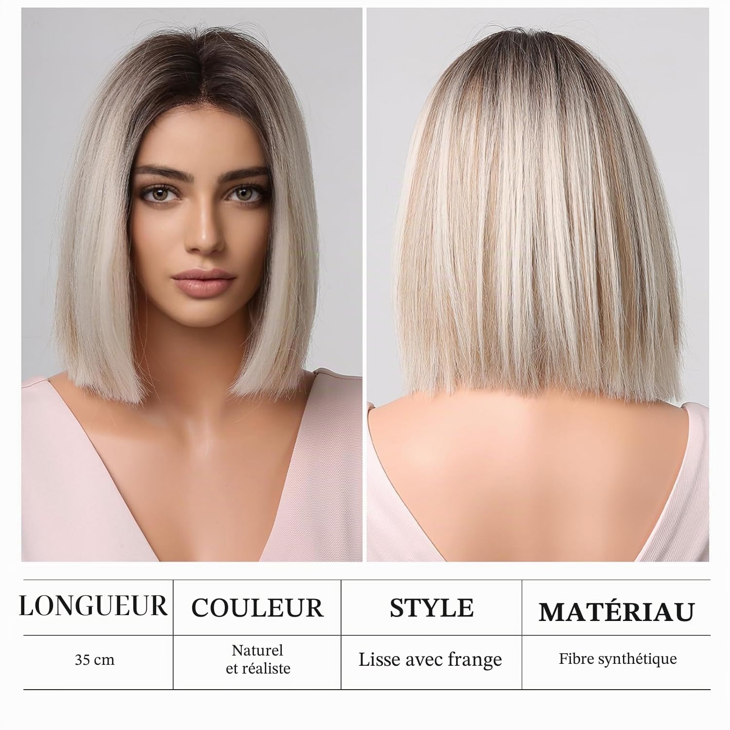 testar Perruque blonde courte pour femme courte et droite ombrée blonde cheveux naturels naturels perruques synthétiques sans colle pour usage quotidien fête 12 pouces