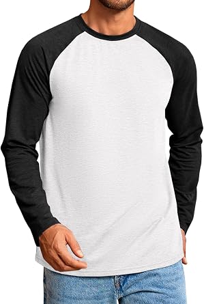 Runcati Mens Baseball Shirt Casual Raglan Long Sleeve Crewneck Graphic T-Shirt Lightweight Vintage Tops