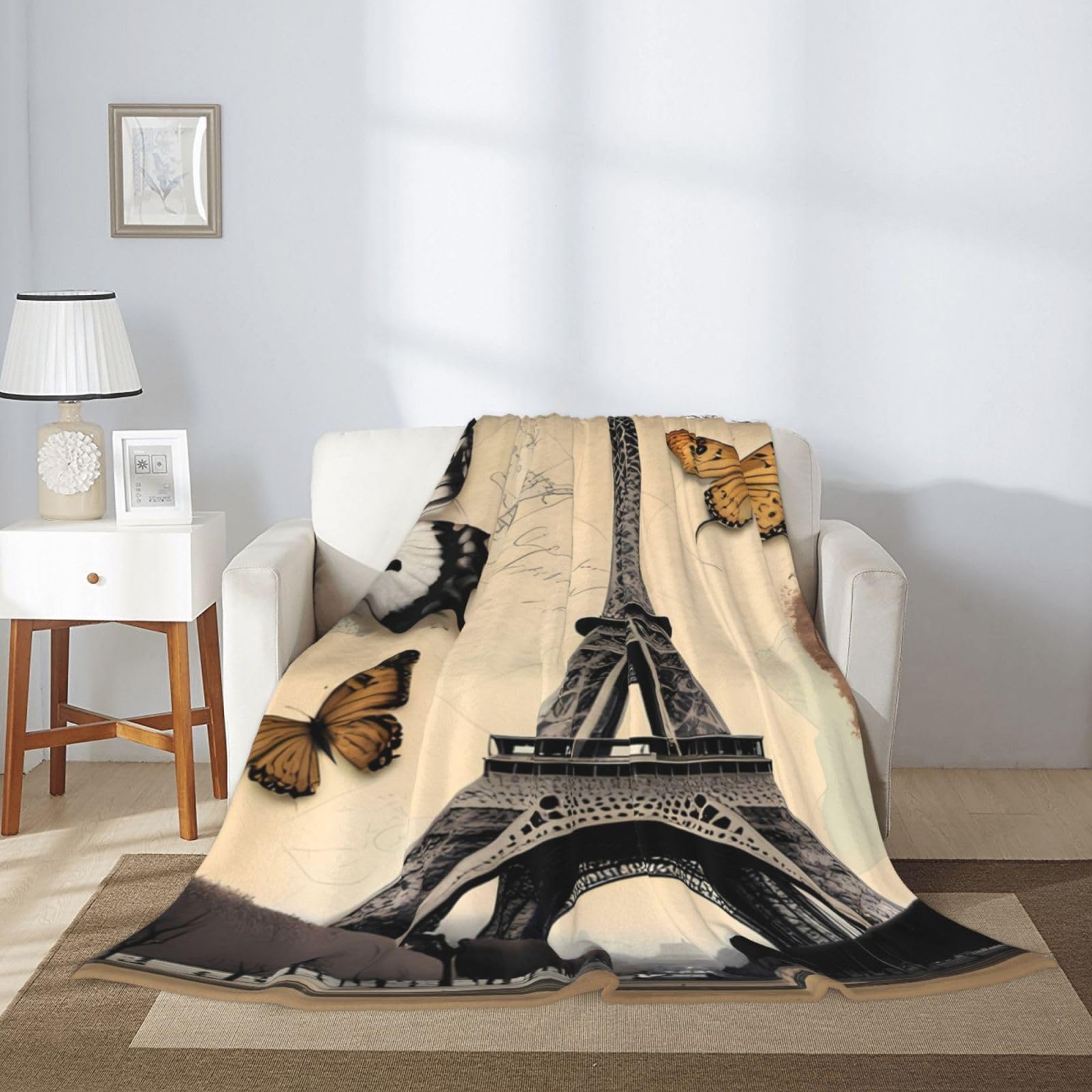 Yunine Ölgemälde-Decke, 152 X 203 Cm – Weich, Warm, Mit Eiffelturm-Motiv, Für Sofa & Bett