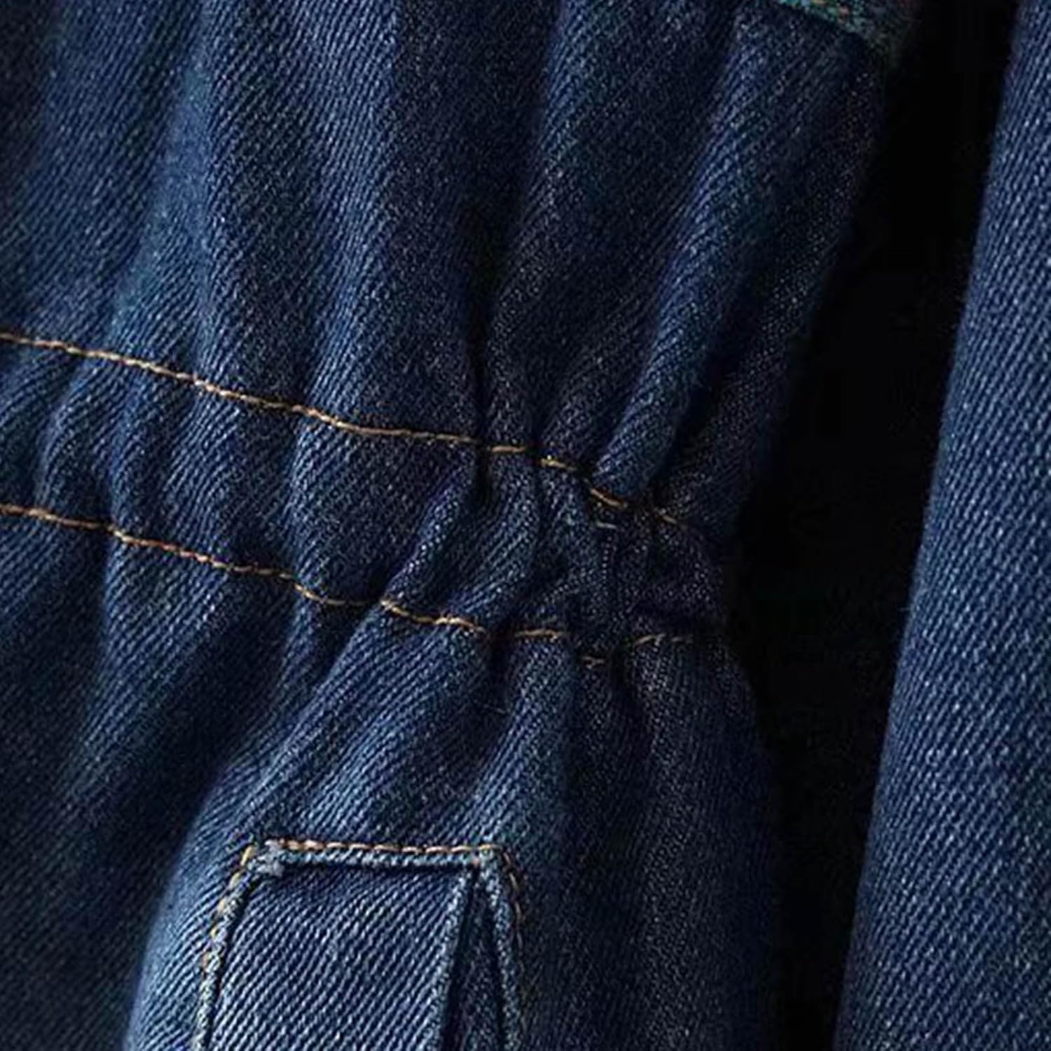 Chaqueta Vaquera Larga de Invierno con Forro de Felpa para Mujer, Chaqueta Vaquera Bordada con Nombre y Relleno de algodón con cordón Chaqueta Vaquera Deportiva con Cremallera