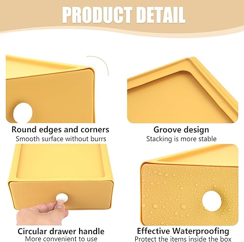 Miniatura 4 de RETON 4 cajones de almacenamiento de escritorio, organizador de escritorio apilable con cajones, caja de almacenamiento de escritorio de gran