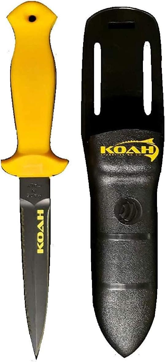Koah Dive Knife 4.5" with Magnetic Sheath for Spearfishing, Diving, Scuba