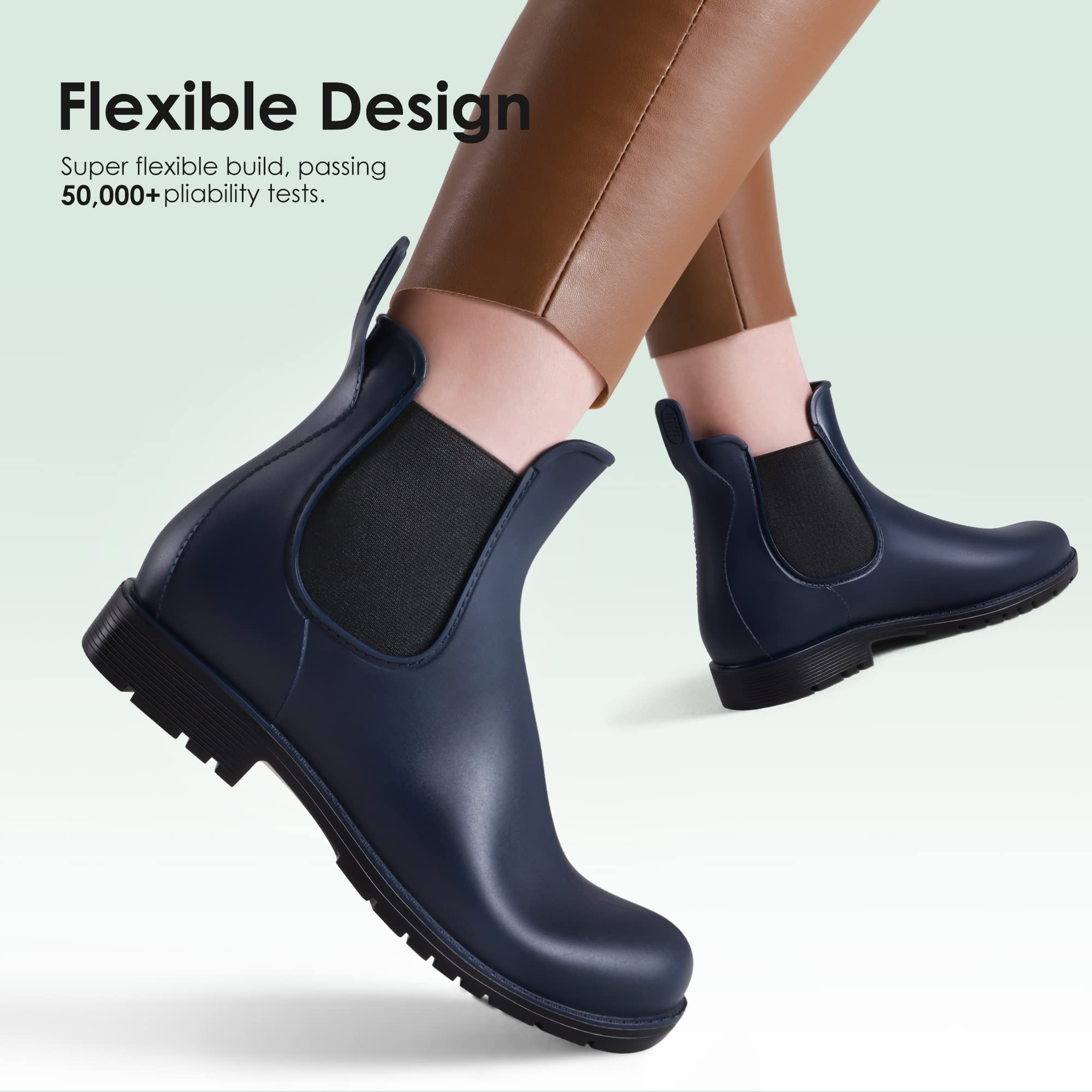 DREAM PAIRS Stivali da Pioggia Donna Chelsea Wellington Rain boots Impermeabili Stivaletti Elastico Outdoor Ankle Boot