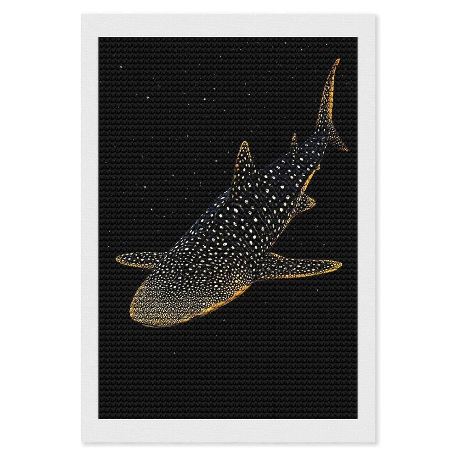 Junmoney Whale Shark Deep Diamond Painting Canvas Set 8"x12", with Tool Kit, Easy to Enjoy, Home Wall Decor, Thoughtful Handmade Gift