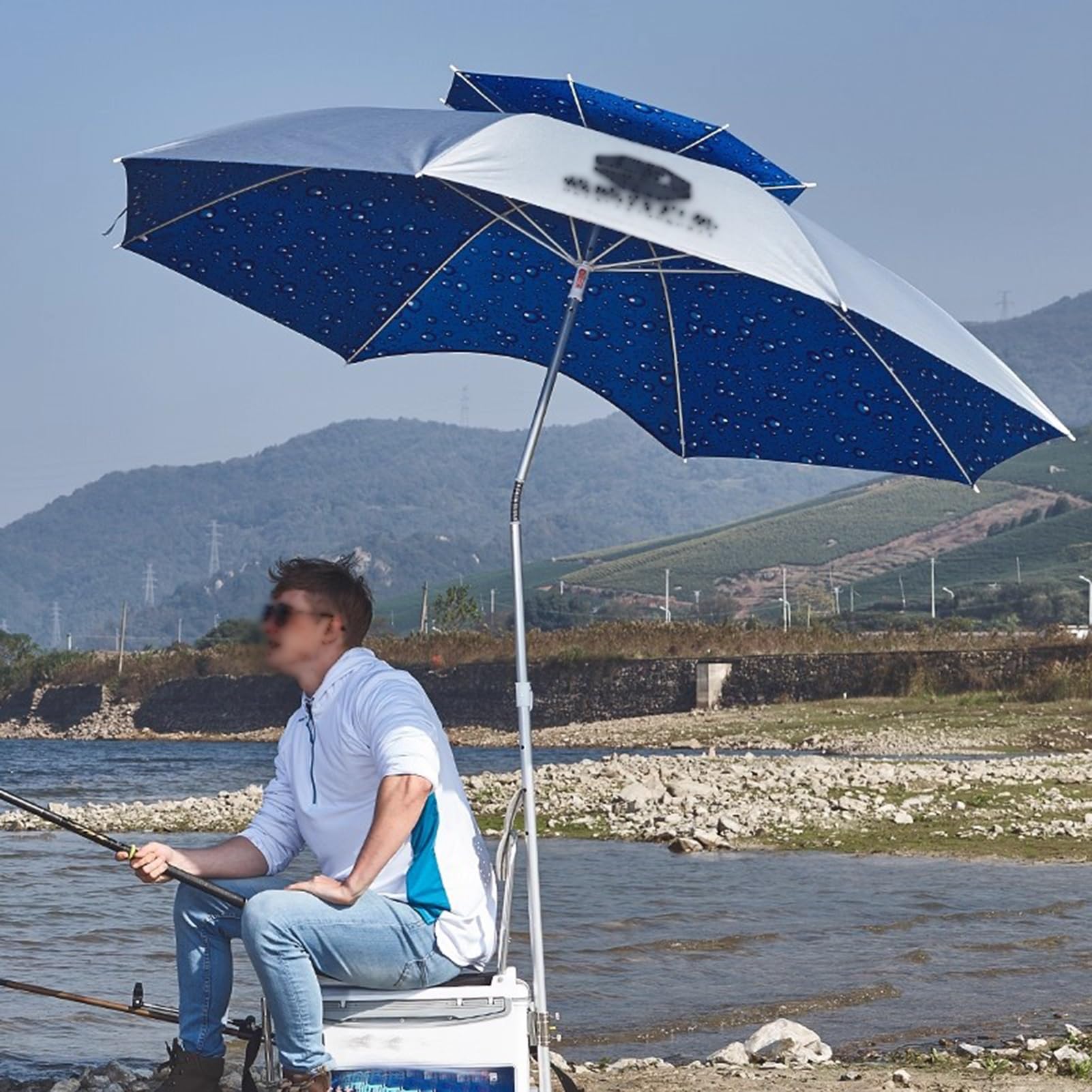 Ombrellone da Giardino Portatile Antivento, Ombrellone da Spiaggia con Molla Regolabile a 360°, Palo in Alluminio, con Forcella da Terra e Borsa