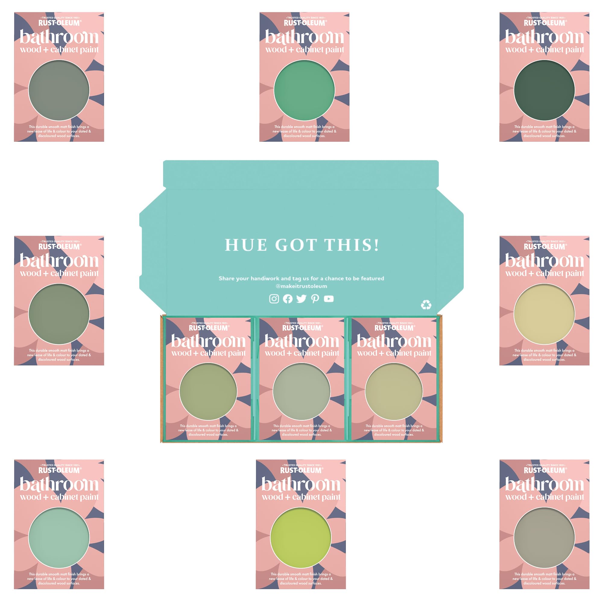 Rust-Oleum Bathroom Cabinet Paint in Matt Finish – Rich Greens Tester Box