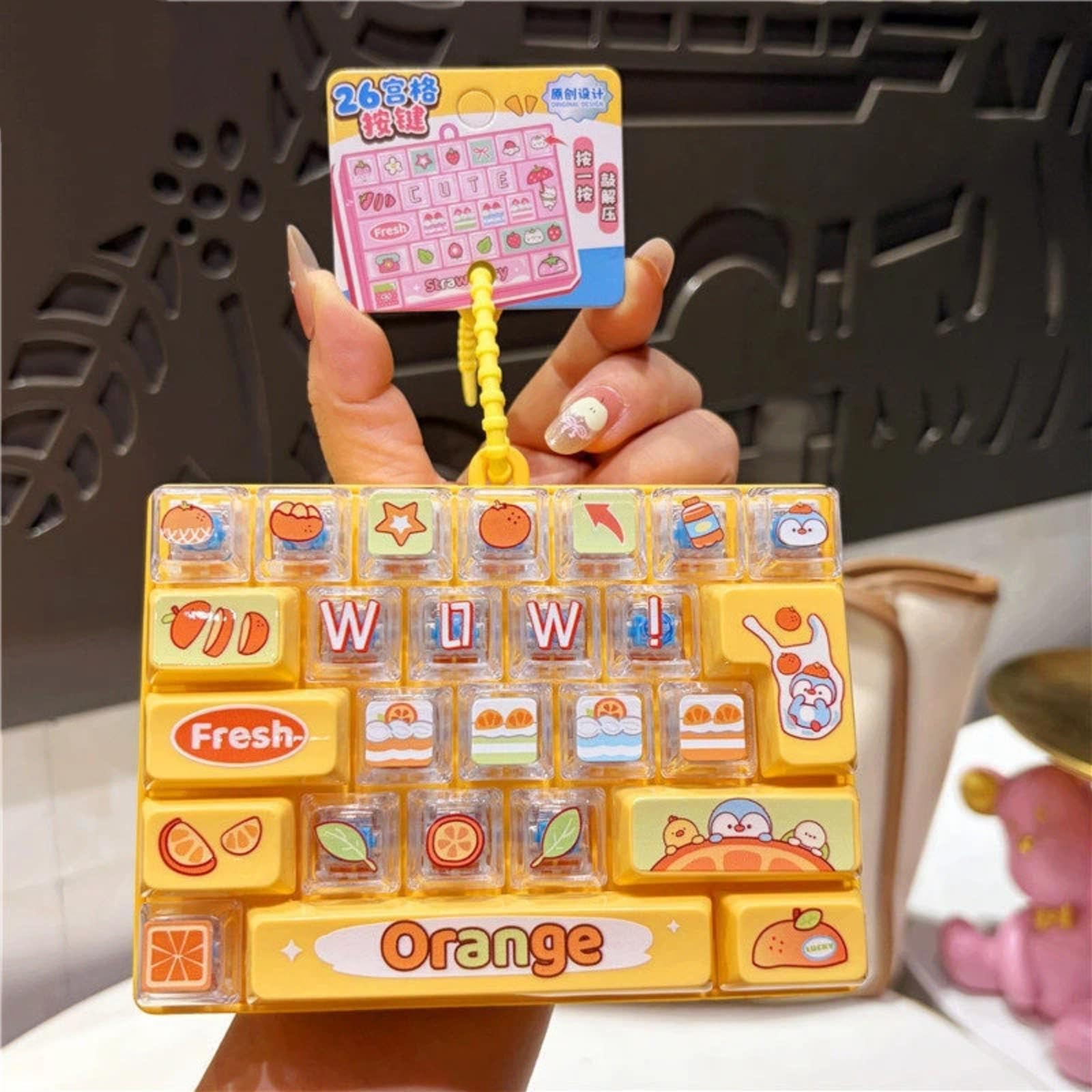 VBRYUAW Cute Anti-Anxiety Decompression Toy 26 Key Click Button Toy Lightweight Bag Pendant Decompression Button Finger Clicker Toys Button Stress Relief Gifts for Relieving Stress