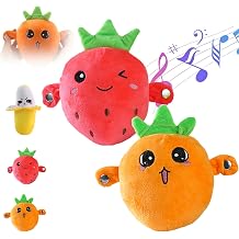 Interactive Music Plush Toy, Touch Sensitive Soft Fruit Musical Toy for Child Learning & Group Play, Induction Singing Sensory Toy for Kids Early Education, Parent-Child Play Fun 2Pcs-A