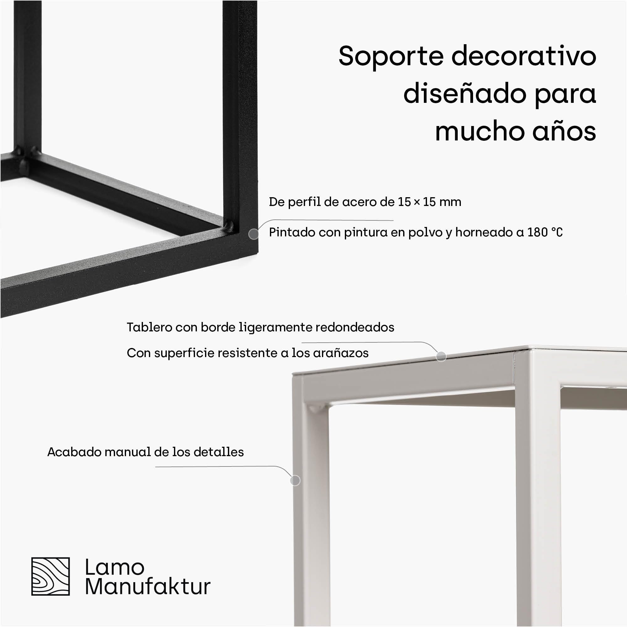 LAMO Manufaktur Juego de 3 soportes para plantas 28/48/68 cm - Estantes blancos de metal | Soportes macetas interior, estanterías para plantas | Pedestales decorativos de esculturas, decoración