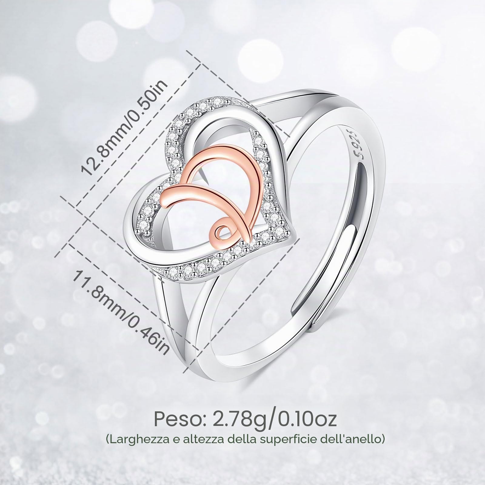 INFUSEU Anello Iniziali, Argento Sterling 925 Cuore Lettera Anelli Aperti Cuore Forma Nome Iniziale Alfabeto Dalla A-z Gioielli Personalizzati Regolabili Alfabetici Regali per Donne Ragazze